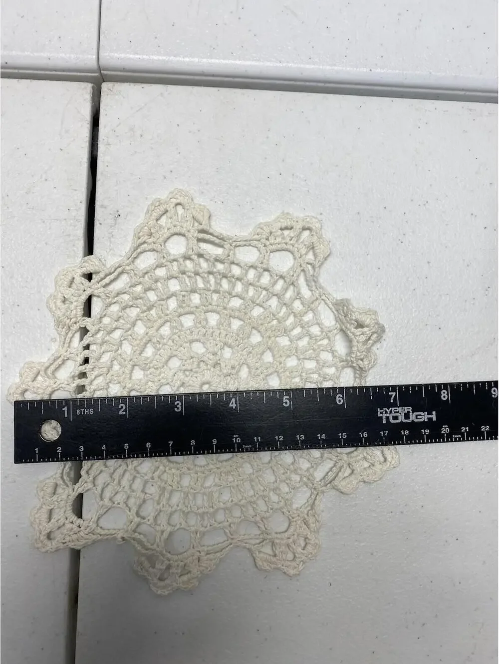Vintage Hand Crochet Lace Doilies Set of 2 White & Green J